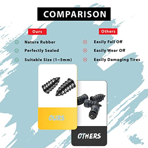 GradCap Tire Repair Rubber Screws with Storage Box for Car 20 Pcs (10S/10L) | Roadside Emergency Flat Tire Plug Kit 10 Short & 10 Long Tire Nails Puncture Repair Accessories for Motorcycle & Bicycle