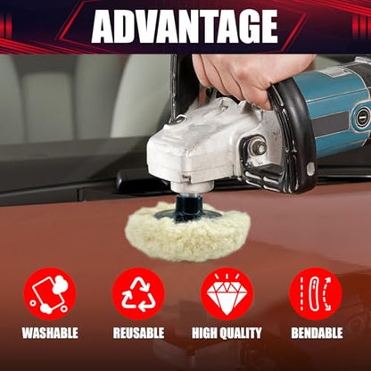 5PCS 3” Wool Polishing Pad,Polishing Pads Cutting Pads Hook Loop Polishing Pad for Car Buffer Polisher Compounding, Polishing and Waxing - size: 5PCS