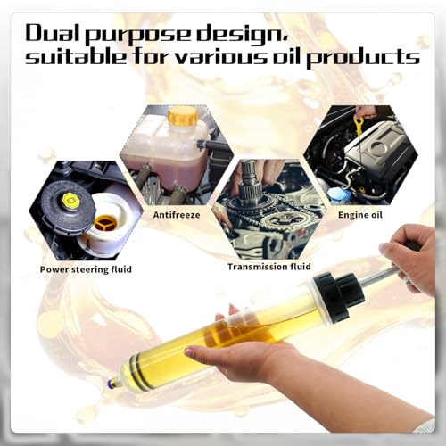 3 Pcs 500cc Automotive Fluid Extractor Pump with Horse Manual Suction Vacuum Fuel Car Transfer Oil Extractor Hand Syringe Pump for Hydraulic Fluid, Power Steering(Black)