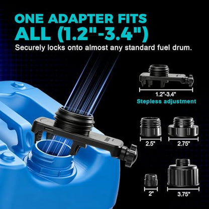 Cordless Fuel Transfer Pump 4.5 GPM | Compatible with Milwaukee M18 & DeWalt 20V Batteries, w/ Universal Adjustable Drum Adapter For Automotive & Heavy Equipment