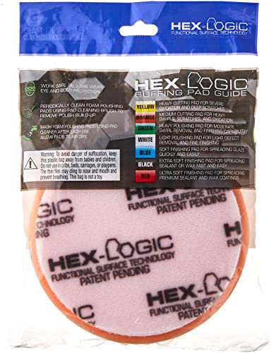 Chemical Guys, Hex-Logic Medium-Heavy Cutting Foam Pad, Orange, 5.5 inch | Medium-heavy, for paint correction and defect removal on 5 inch backing plates, 5.5 inch, works with dual-action polishers - size: 5.5 Inch Pad (1 Pack), style: Medium Cutting
