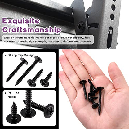 Swpeet 120Pcs #8 x 3/4" Phillips Modified Truss Head Wood Screws Kit, Black Phosphate Zinc Plated Carbon Steel Self Tapping Sheet Metal Screws for Plastic, Wood, Soft Materials - color: Black, size: #8 x 3/4"
