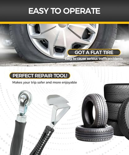 2PCS Tire Repair Tools,Tire Patch Kit,Tire Patch Roller,Car Accessories Tire Patch Tools,Tire Repair Roller and Scraper,Car Tire Repair Tool,Portable Tire Buffer Tool for Car Truck Motorcycle