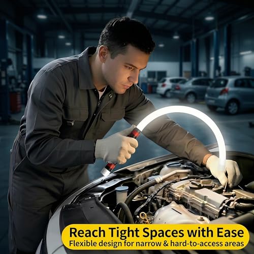 Flexible LED Flashlight Stick,27-Inch Rechargeable Mechanic Flashlight with 3 Brightness Modes & Hands-Free Positioning，Portable Inspection Light for Car Repair, Plumbing& Outdoor Use (Only)