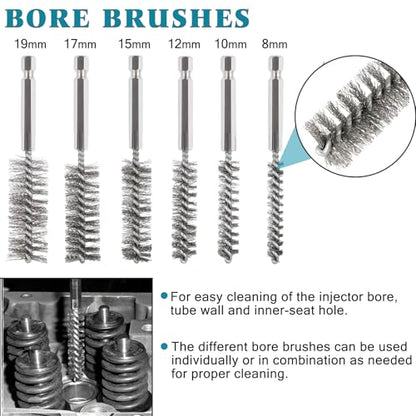 Professional Diesel Injector Brush Cleaning Kit 8090S | Compatible with All Cylinder Heads Stainless Steel