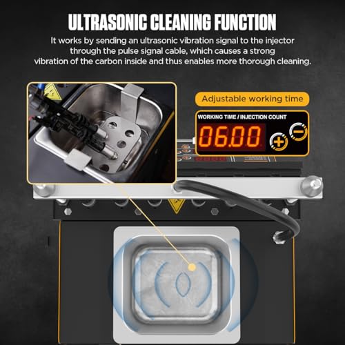 CT400 Fuel Injector Cleaner Tester Machine 6 Cylinders Upgraded Ultrasonic Car Fuel Injectors Cleaning Machine GDI, EFI, FSI Fuel Injection Systems Cleaner Kit 12V/70V/120V
