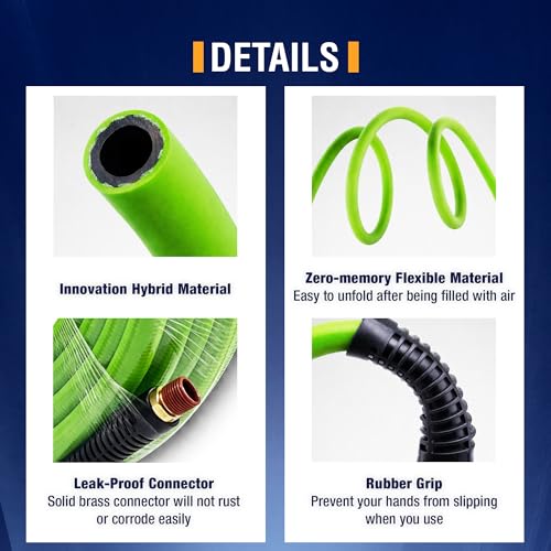 Torque 2PCS Heavy Duty Truck Tire Inflator Kit, Including 3/8" x 50 ft Air Hose, Universal GladHand & Dual Foot Chuck, Glad Hand Air Hose Kit, 300 PSI (2 x TR63051G) - color: c) 2 pcs of Inflator Kit