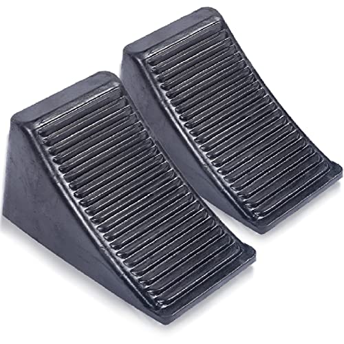 Fasmov 2 Pack Solid Rubber Heavy Duty Wheel Chock, Premium Chock for Car, Travel Trailers, RV, Truck, and ATV