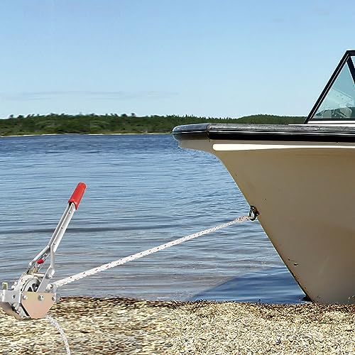 VEVOR Rope Puller, 3/4 Ton (1,653 lbs) Pulling Capacity, with 100' of 0.6" dia. Rope, 2 Hook, Come Along Winch, Heavy Duty Ratchet Power Puller Tool for Moving Boats, Securing Items, Transporting Logs - size: 3/4 Ton