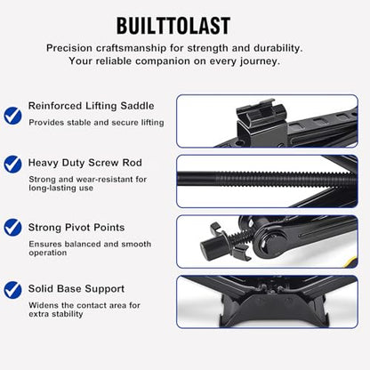 Car Jack,Car Jack and Stand Kit,Portable 2 Ton Scissor Jacks,Universal Emergency Kit with Lug Wrench, Portable Tire Changing Kit for Car, Truck, SUV (Black)