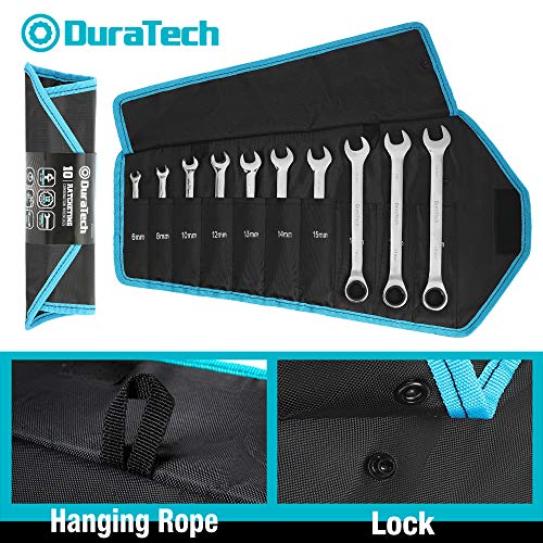 DURATECH Ratcheting Wrench Set, Combination Wrench Set, Metric, 10-piece, 6-18mm, CR-V Steel, with Pouch - size: 6.0-18.0mm, style: Regular