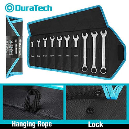 DURATECH Ratcheting Wrench Set, Combination Wrench Set, Metric, 10-piece, 6-18mm, CR-V Steel, with Pouch - size: 6.0-18.0mm, style: Regular