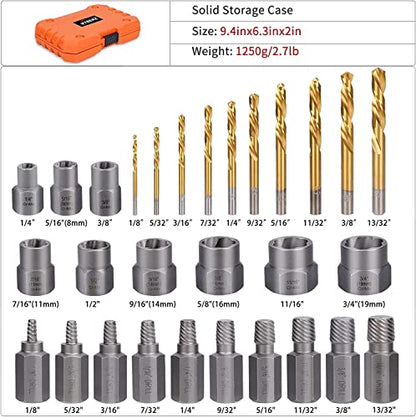 29PCS Screw&Bolt Extractor Set and Left Drill Bit Kit, Easy Out Broken Lug Nut Extraction Socket Set for Damaged, Frozen,Studs,Rusted, Rounded-Off Bolts, Nuts & Screws - color: 29pcs