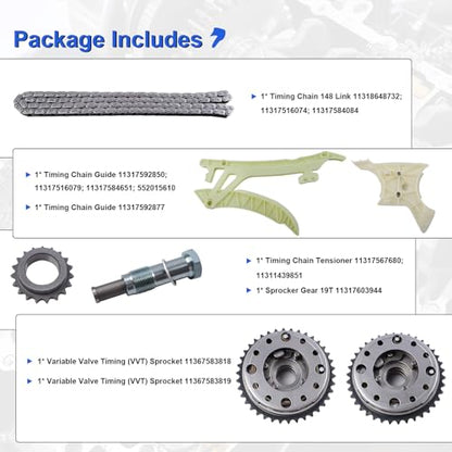 Timing Chain Kit for BMW N20 N26 2.0L Turbo Engine, Fits 2011-2017 328i 528i X1 X3 X4 X5, Includes Guides Tensioner, OE Replaces - color: 2.0L Timing Chain Kit