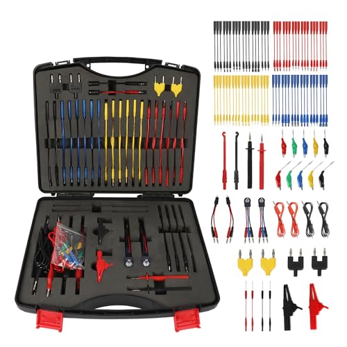 104PCS Automotive Circuit Test Leads Kit Electrical Breakout Leads Automotive Kit Multi Function Auto Diagnostic Tools Multimeter Test Leads Kit with Black Carrying Case