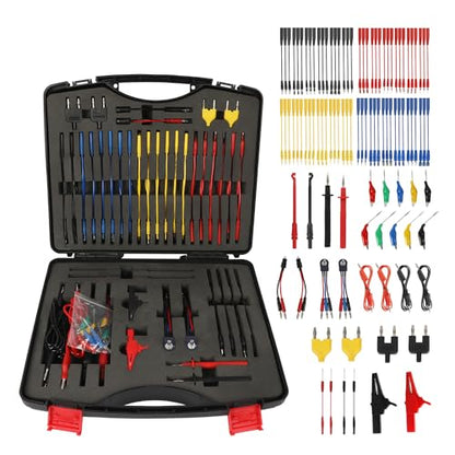 104PCS Automotive Circuit Test Leads Kit Electrical Breakout Leads Automotive Kit Multi Function Auto Diagnostic Tools Multimeter Test Leads Kit with Black Carrying Case
