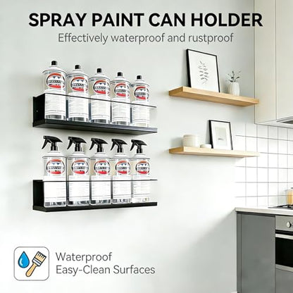 6 Pack Wall-Mounted Spray Bottle Holder, Heavy-Duty Steel Black Aerosol Can Storage Rack with 30 Holes, Spray Paint Can Organizer for Garage, Shop, Home, Tool Trailer & Service Truck - size: 6 Pack