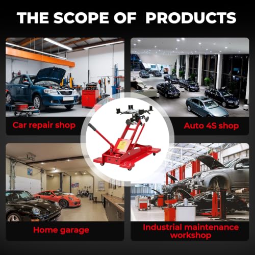 Adjustable Transmission Jack 1/2 Ton (1100 LBS) Capacity | 7.68"-24.8"Low Profile Transmission Lift Floor Jacks with 360°Swivel Casters,Heavy Duty Jack for Automotive Garage Repair