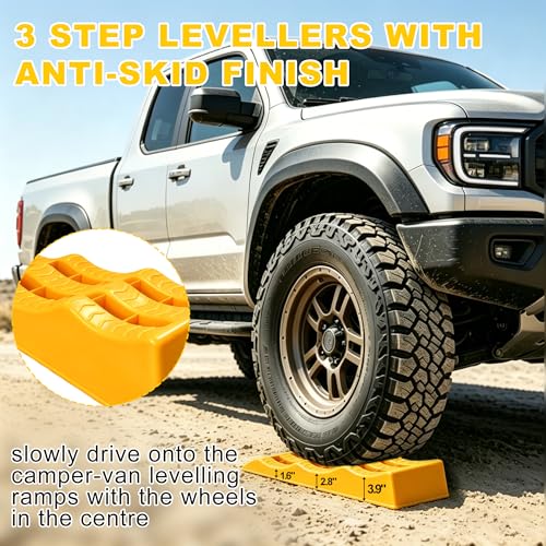 3-Step Rv Levelling Ramps Heavy-Duty Anti-Skid Camper Leveling Blocks 2Pack Trailer ramps for Height Adjustable