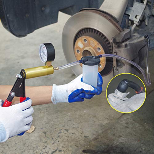 YSTOOL Brake and Clutch Fluid Hand Pump Vacuum Bleeder Tool Kit Brake Oil Change Power Steering Fluid Bleeding Set with Hand Pump Jar Adapters for Auto Car Truck Motorcycle Use - color: Blue