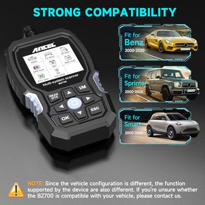 ANCEL BZ700 Mercedes Benz Sprinter/Vaneo/Vito/Viano/V/Metris/Citan/X Smart OBD2 Scanner, Full System Automotive Car Code Reader with All Reset Services, Battery Reset ABS Bleed Airbag EPB Oil SAS TPS