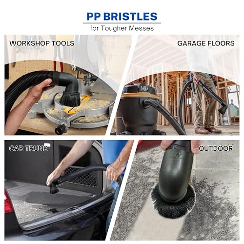 2PACK Horse Hair & Plastic Bristles Brushes for Shop Vac 2-1/2'' - Vacuum Accessories for Shop Vac 2-1/4'' Compatible with Rigid Shop-Vac VacMaster Craftman, Vacuum Attachments for Car Detailing - style: Horsehair + PP
