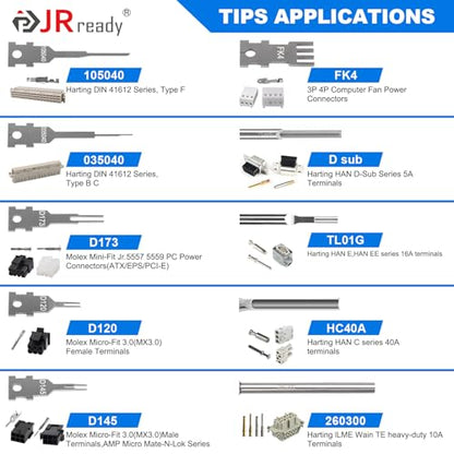 JRready 10PCS Pin Removal Tool Kit, Pin Electrical Terminal Release Tool Set for Molex, Harting, D SUB Connectors-JRconDRK00A10-04 - size: 10pcs JRconDRK Pin Rmoval Tools