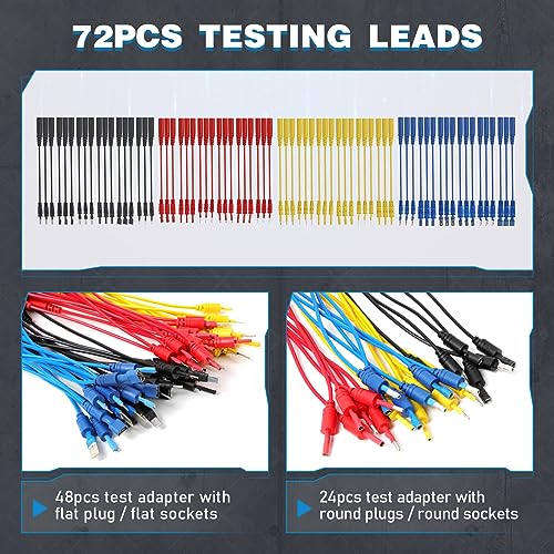110PCS Automotive Test Lead Kit, AES Wave Multimeter Lead Kit with Back Probes, Piercing Clips & Alligator Clips, Multi-Function Diagnostic Tools for Cars, Trucks & EVs, with Carrying Case - color: Black
