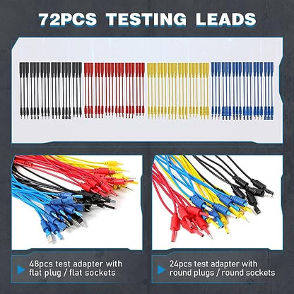 110PCS Automotive Test Lead Kit, AES Wave Multimeter Lead Kit with Back Probes, Piercing Clips & Alligator Clips, Multi-Function Diagnostic Tools for Cars, Trucks & EVs, with Carrying Case - color: Black