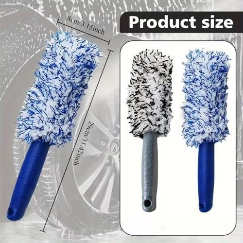 Car Wheel Cleaning Brush, Microfiber Wheel Rim Brush for Car Detailing, No Scratch Wheel Cleaner Brush with Comfortable Grip, for Cleaning Wheels, Rims, Tires, and Car Interior