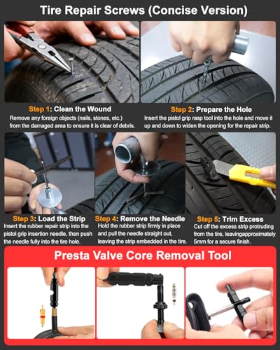 ATsafepro 1/2" Drive Torque Wrench Set, 10-170 ft-lb ±3% Accuracy, 72-Tooth Click Torque Wrench with 17/19/21mm Lug Nut Sockets, Extension Bar, Tire Pressure Gauge & 20pcs Flat Tire Repair Kit for Car