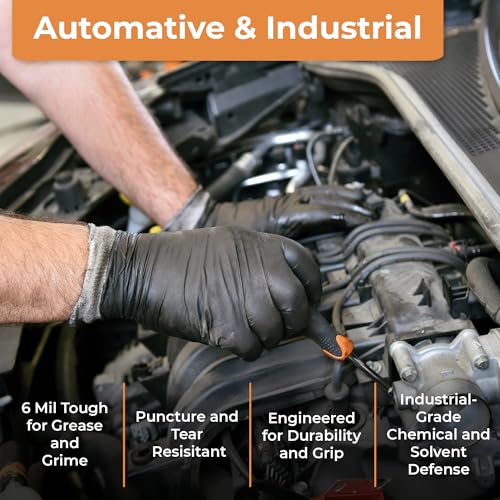 ASAP Thick Black Nitrile Gloves Disposable Latex Free - 6 Mil, Powder Free, Food Safe, Kitchen & Mechanic - size: Small, style: Case of 1000