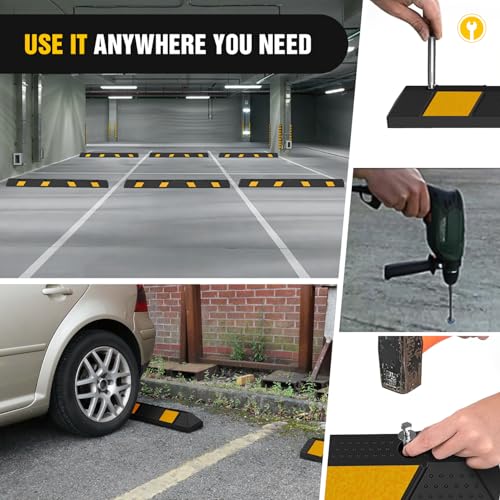 Nilight 72 Inch Parking Curb - Heavy Duty Rubber Garage Car Stopper Parking Aid with Reflective Strips for Large Vehicles, 2-Pack - size: 72" 2-Pack