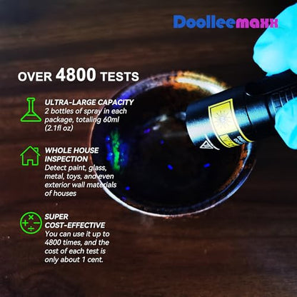 Lead Paint Test Kit, Up to 4800 Uses, UV Light Visible Refill for Ceramics | Rapid Result Liquid, Non-Toxic Detection, Instant Swab Reagent, DIY Testing - color: Lead Test