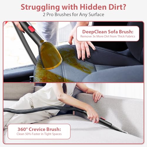 Upholstery Carpet Cleaner, MUJERBAY 15Kpa Portable Spot and Stain Cleaner Shampooer, Easy Move with Handle, 1.5-inch Deep Cleaning Machine for Couch, Stairs, Car and Pet Messes. (Black) - color: Black