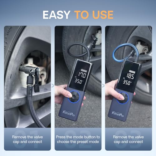 Tire Inflator Portable Air Compressor, 5X Faster Inflation 150PSI Cordless Air Pump for Car,Motorcycle, Bike, Ball with Light