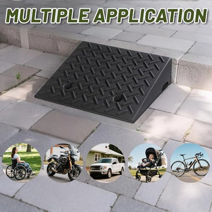 2 Pack Rubber Curb Ramps for Driveway, 5" Height, Heavy Duty 4 Ton (8818 lbs) Capacity, for Lawn Mower, Wheelchair, Motorcycle, Car, Loading Dock & Threshold - size: 5" Rise