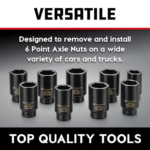 Powerbuilt 9 Piece Deluxe Axle Nut Socket Set, Tools for Removing Front Wheel Axle Nuts, Foreign Vehicles - 648991 - style: 9 Piece