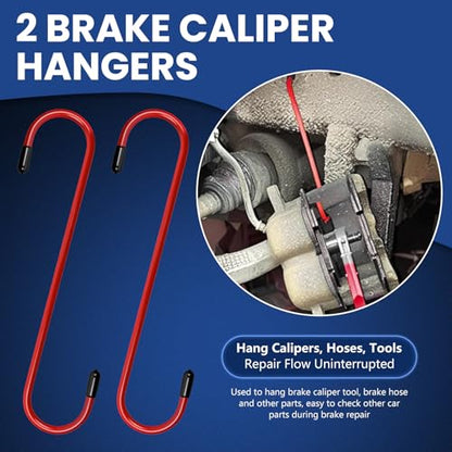 Brake Caliper Compression Tool,Caliper Piston Compressor Tool Brake Pad Spreader with 2PCS Caliper Hangers for Car Truck SUV Disc Brake Repair
