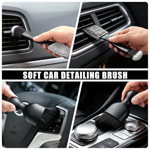 21PCS Car Detailing Kit Interior Cleaner - with Handheld Car Vacuum, Windshield Cleaning Tool, Detailing Brushes, Car Cleaning Supplies Kit for Women Men (Black) - color: black