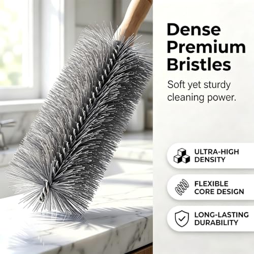 Fan Cleaning Brush Bendable Microfiber Head Wear | Resistant Comfortable Handle Washable Reusable Crevice Cleaning For Electric Fans Car Vents, Home Essential Rv accessories - color: Gray