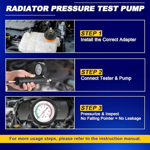 DASBET 36PCS Universal Radiator Pressure Tester & Coolant Vacuum Refill Kit for Automotive Cooling System Water Tank Leakage Detection, Coolant Pressure Tester Kit