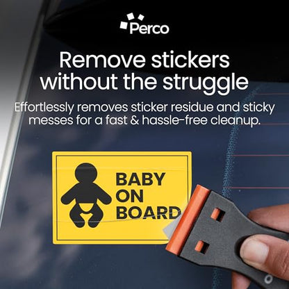 Perco Glue Off Adhesive Sticker Remover 3.3 fl. oz & Scraper with Plastic Razor for Removing Labels (Adhesive Sticker Remover & Scraper w/Plastic Razor) - size: 3.3 Fl Oz (Pack of 1)