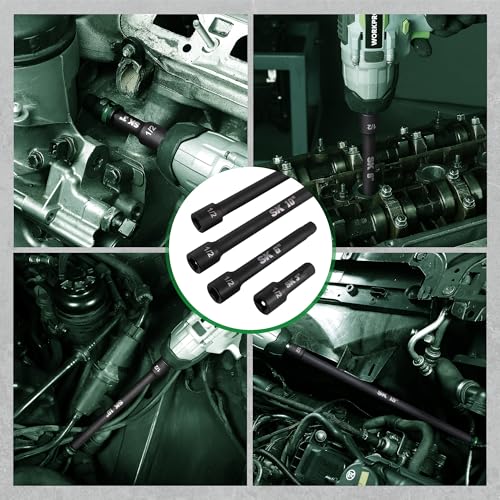 SK 1/2" Drive Impact Socket Extension Set, 3", 6", 10", 15", Cr-Mo Steel | 4-Piece Extension Bar Set, Black Manganese Phosphate Coating, with EVA Foam Storage Tray - size: 1/2-Inch Drive