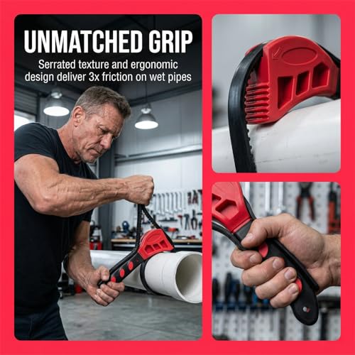 2 PCS Adjustable Strap Wrench Set, 24" & 19" Rubber Strap Wrench for Plumbing, Oil Filter, Non-Slip Jar Opener for Weak Hands
