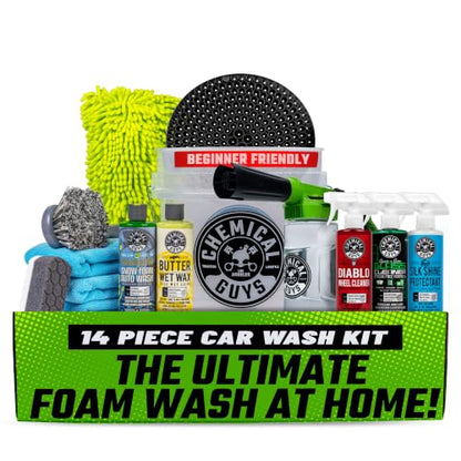 Chemical Guys, 14-Piece Arsenal Builder Car Wash Kit with Foam Blaster 6 | Foam Blaster, bucket, towels, soaps and waxes in one set, works with a garden hose, a gift-ready starter kit - style: HOL126