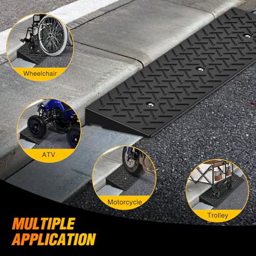 Nilight 2" Rise Curb Ramps, Heavy Duty Rubber Driveway Threshold Shed Ramp for Sidewalk Cars Lawn Mower Wheelchairs Motorcycles, 3300lbs Load Capacity - size: 2" Rise