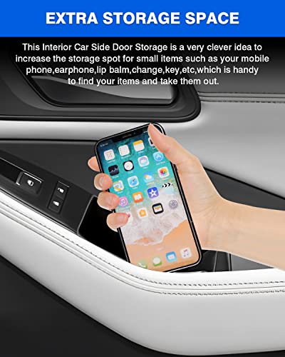 Autorder Door Side Storage Box for 2021-2025 Nissan Rogue Accessories Door Organizer Handle Pocket Insert Tray Copilot Armrest Phone Container with Black Mat(Note:Just Fit Copilot Passenger Seat Only)