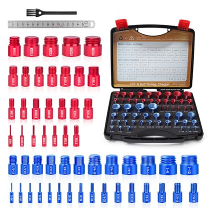 Nut and Bolt Thread Checker Set, 55 Pcs Thread Checker Tool (25 Metric & 30 SAE), Bolt Thread Gauge & Size Finder, Bolt and Nut Identifier with Storage Case for Mechanics Garage