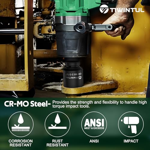1 Inch Drive Impact Socket Set, SAE, 1”- 2-3/16”, CR-MO for Truck | 6 Point,13pcs Large Socket Set, Jumbo Impact Socket Kit with 3/4"F x 1"M Adapter & 13/16"Socket, for Heavty Equipment Repair - size: 13 PCS